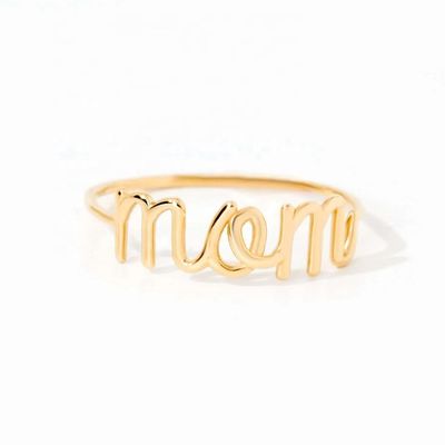 Aço inoxidável 18K Ouro MOM Anel de empilhamento para mulheres jóias finas