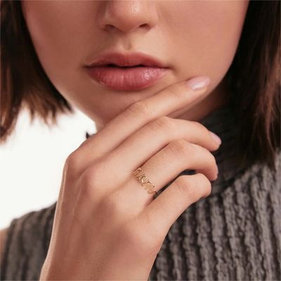 Aço inoxidável 18K Ouro MOM Anel de empilhamento para mulheres jóias finas