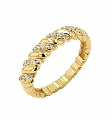 Twist Clássico 925 Prata Esterlina Anel Feminino Jóias Revestidas Com Ouro 18K