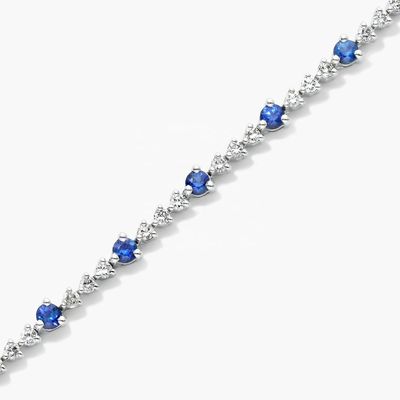 Bracelete de tênis de zircão branco rubí de corte redondo de prata esterlina Bracelete de tênis
