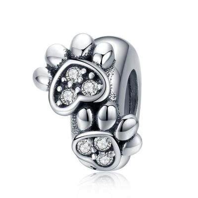 Pedaço de zircão branco cúbico, forma de contas, charme para mulheres, bracelete de prata 925