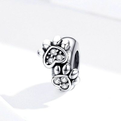 Pedaço de zircão branco cúbico, forma de contas, charme para mulheres, bracelete de prata 925