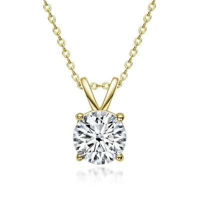 Pendente de prata de 925 esterlinhas para meninas 18K ouro amarelo de corte redondo