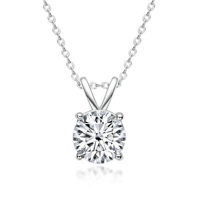Pendente de prata de 925 esterlinhas para meninas 18K ouro amarelo de corte redondo