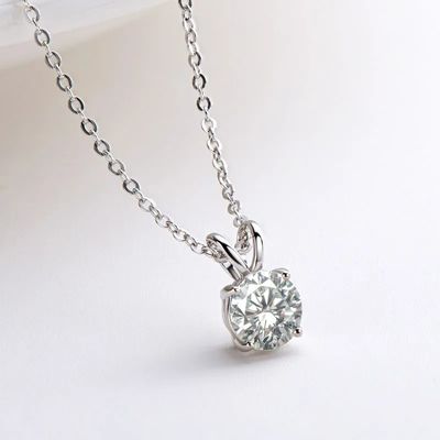 Pendente de prata de 925 esterlinhas para meninas 18K ouro amarelo de corte redondo
