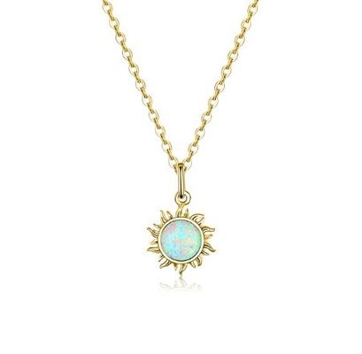 Colar de Opal de Girassol e Diamante 15MM Colar de Opal Feminino 45CM+5CM