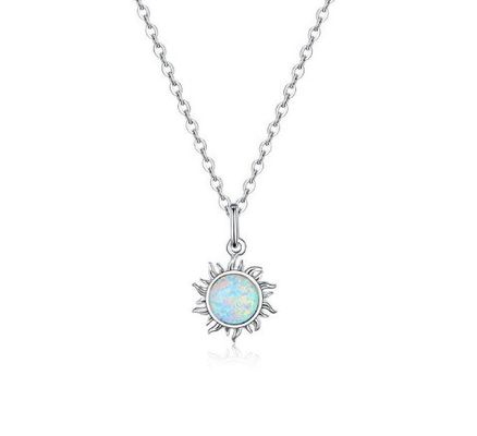 Colar de Opal de Girassol e Diamante 15MM Colar de Opal Feminino 45CM+5CM