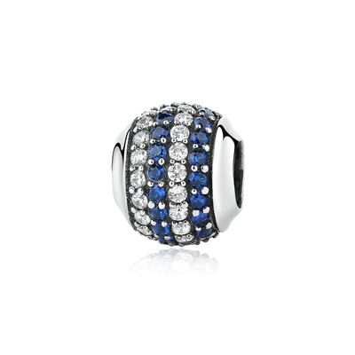 Moda Branco e Azul CZ 925 Prata Esterlina