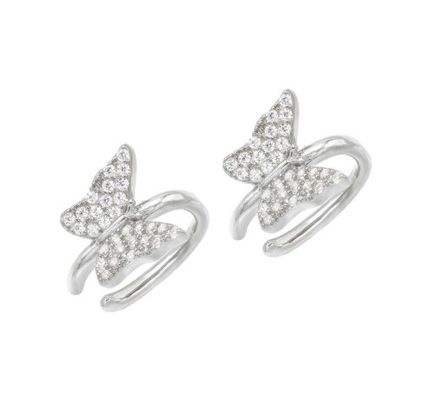18K Prateado de Ouro Borboleta pulseira com Micron Pave Branco CZ Moda Mulheres Joias