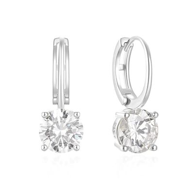 925 Sterling Silver Chegou 18K Gold Plated Solitaire Branco Cubico Zircon Huggies Brincos