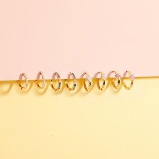 925 Sterling Silver 14k Gold Plated Sparkling Heart Girls Hoop Earrings Perfeito para uso diário