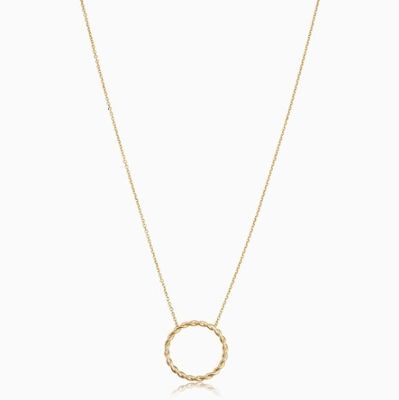 Colar com pingente torcido em prata esterlina 925 banhado a ouro 14K com corrente de elos de 16 polegadas de comprimento