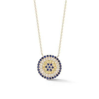 Colar azul e branco CZ Círculo em forma de prata esterlina 925 para olhar impressionante meninas