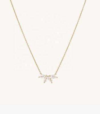 925 Prata 14K Revestido Colar 18 "Marquise Topaz Pendente E Branco CZ Diamantes