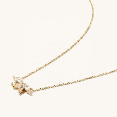 925 Prata 14K Revestido Colar 18 "Marquise Topaz Pendente E Branco CZ Diamantes