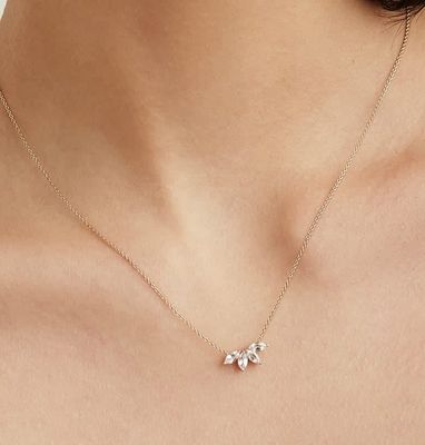 925 Prata 14K Revestido Colar 18 "Marquise Topaz Pendente E Branco CZ Diamantes