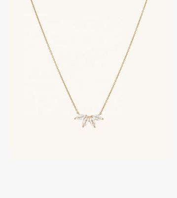 925 Prata 14K Revestido Colar 18 "Marquise Topaz Pendente E Branco CZ Diamantes