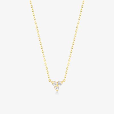 Pendente de Zircon de Ouro 18K Cadeia de Prata Trio Diamante Cubico Colar de Zircon