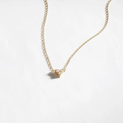 Pendente de Zircon de Ouro 18K Cadeia de Prata Trio Diamante Cubico Colar de Zircon