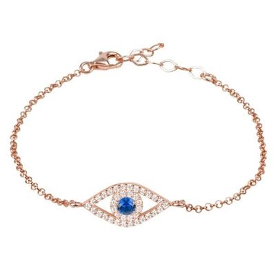 Rosa Ouro Prateado Branco Azul CZ Olho 925 Prata Esterlina