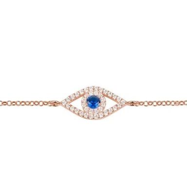 Rosa Ouro Prateado Branco Azul CZ Olho 925 Prata Esterlina