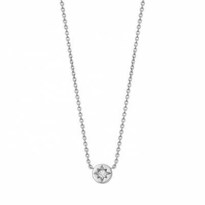 Colar de ouro 925 Sterling Silver Starburst Diamante Disco Pendente para uso diário