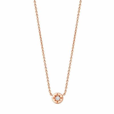 Colar de ouro 925 Sterling Silver Starburst Diamante Disco Pendente para uso diário