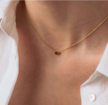 Colar de ouro 925 Sterling Silver Starburst Diamante Disco Pendente para uso diário