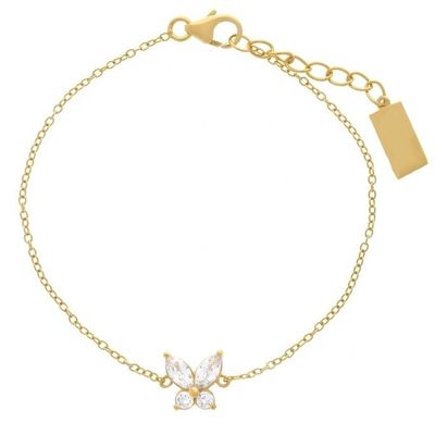 Pulseira com pingente de borboleta banhada a ouro 14K em prata esterlina 925 com quantidade mínima de 50 peças