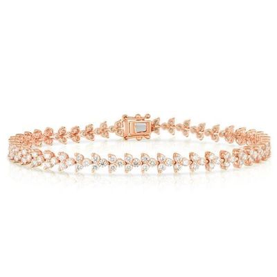 Designer 18K Ouro 925 Sterling Prata Flor Encanto Mulheres Pulseira de tênis com ZIRCON