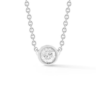 Simple 925 Sterling Silver Solitaire Diamond CZ Necklace em 7mm/10mm/15mm Tamanhos de pedra