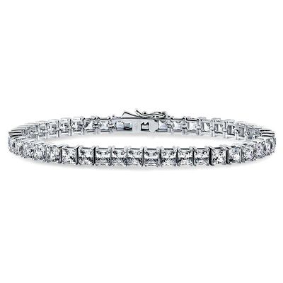 Unisex 18K de ouro feito à mão Hip Hop Quadrado corte de gelo Diamante CZ 925 Sterling Prata empilhamento pulseira de tênis