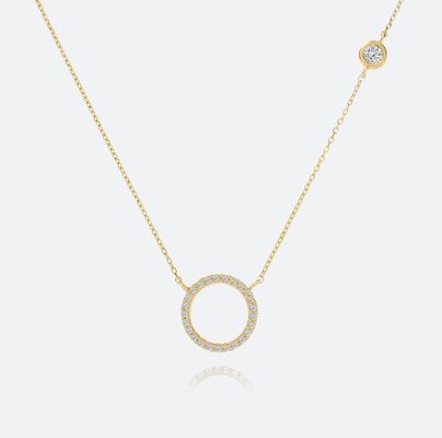 S925 Prata Revestida de Ouro Pendente CZ Colar para Mulheres 925 Prata Sterling