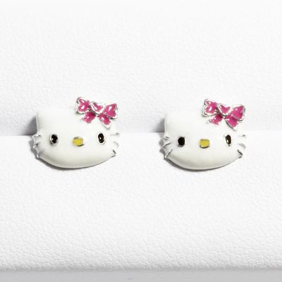 Colores de esmalte de brincos Hello Kitty com ouro preto e prata