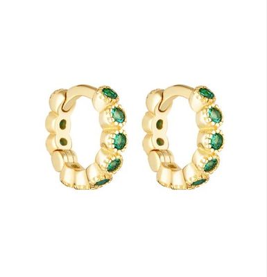 18K ouro Revestido Bebê Esmeralda CZ Huggie brincos para meninas Jóias diárias