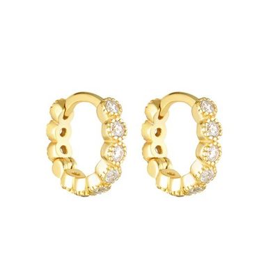 18K ouro Revestido Bebê Esmeralda CZ Huggie brincos para meninas Jóias diárias