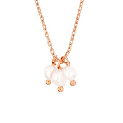 925 Sterling Silver Three Freshwater Pearls Charm Pendant Necklace para Mulheres 16" 1" 1