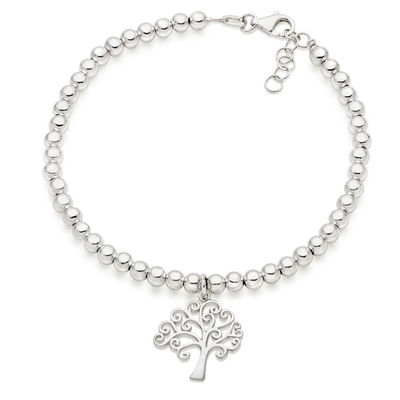 Bracelete de forma de coração e árvore charm com contas 925 de prata esterlina para pulseiras femininas