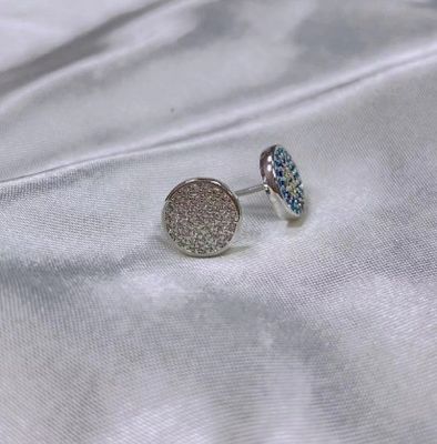 Círculo ZIRCON 18K Revestido de ouro feito à mão Micron Pave CZ Eye Turkiye Design Stud Brinco 925 Sterling Silver