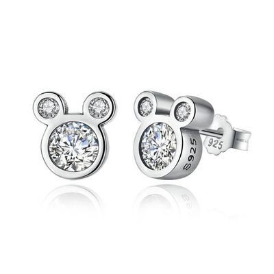 Avaliação por terceiros Certificado Crianças Jóias 925 Sterling Silver Mouse Earrings