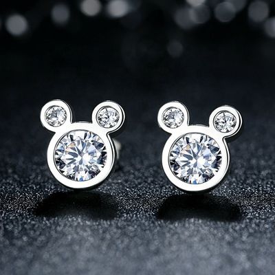 Avaliação por terceiros Certificado Crianças Jóias 925 Sterling Silver Mouse Earrings