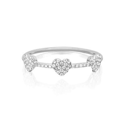 18K ouro revestido 925 Sterling Silver três Micro Pave coração anel para mulheres e elegante
