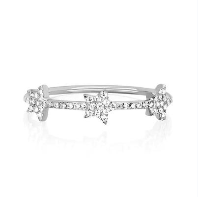 18K ouro revestido de prata CZ Star declaração anéis para mulheres Micro Pave Setting certificado