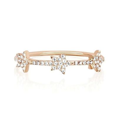 18K ouro revestido de prata CZ Star declaração anéis para mulheres Micro Pave Setting certificado