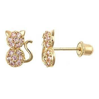 Tipo de jóias brincos YCE6799 Pink CZ Cat Stud brincos para meninas parafusos para trás