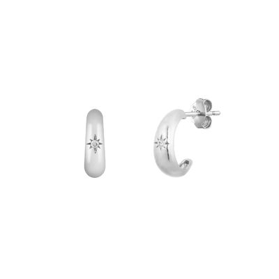 Tipo de certificado Avaliação por terceiros 925 Sterling Silver North Star Half Hoop Earrings