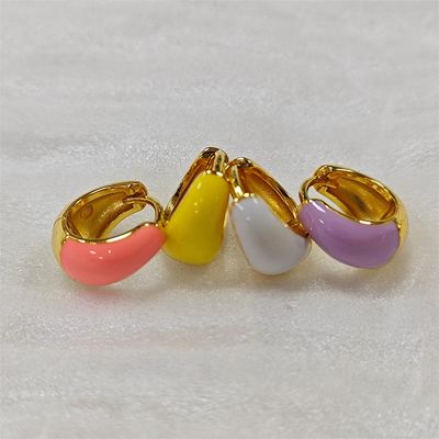 Joalheria fina Bold Dome Esmalte Huggie 925 brincos de prata