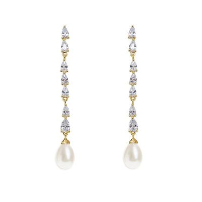 ECO Friendly Bridal Pearl Drop Earrings 18K Gold Teardrop Bridal Earrings