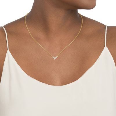 18K ouro revestido V forma de jóias para mulheres 925 Sterling Silver Necklace