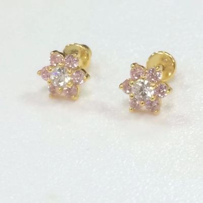 Flor Ametista CZ Pedra de nascimento Meninas 925 Sterling Prata parafusos para trás brincos